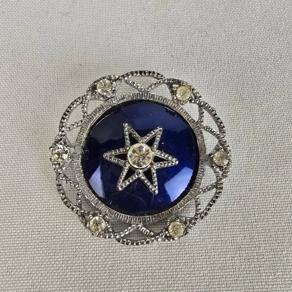 Vintage Blue & Silver Star Brooch